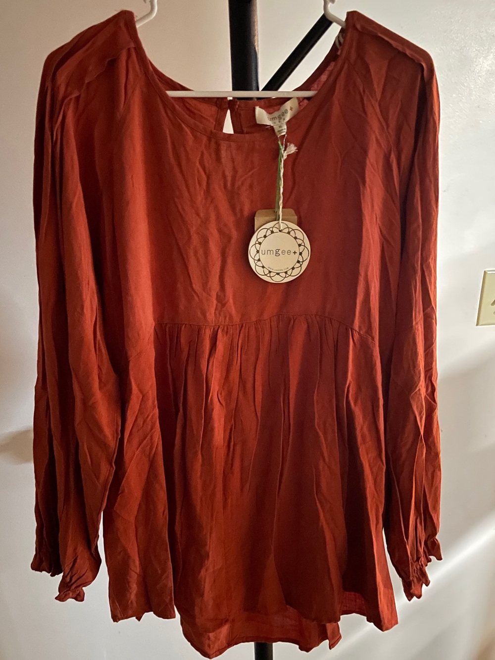 Umgee Burnt Orange Long-Sleeve Peasant Tunic